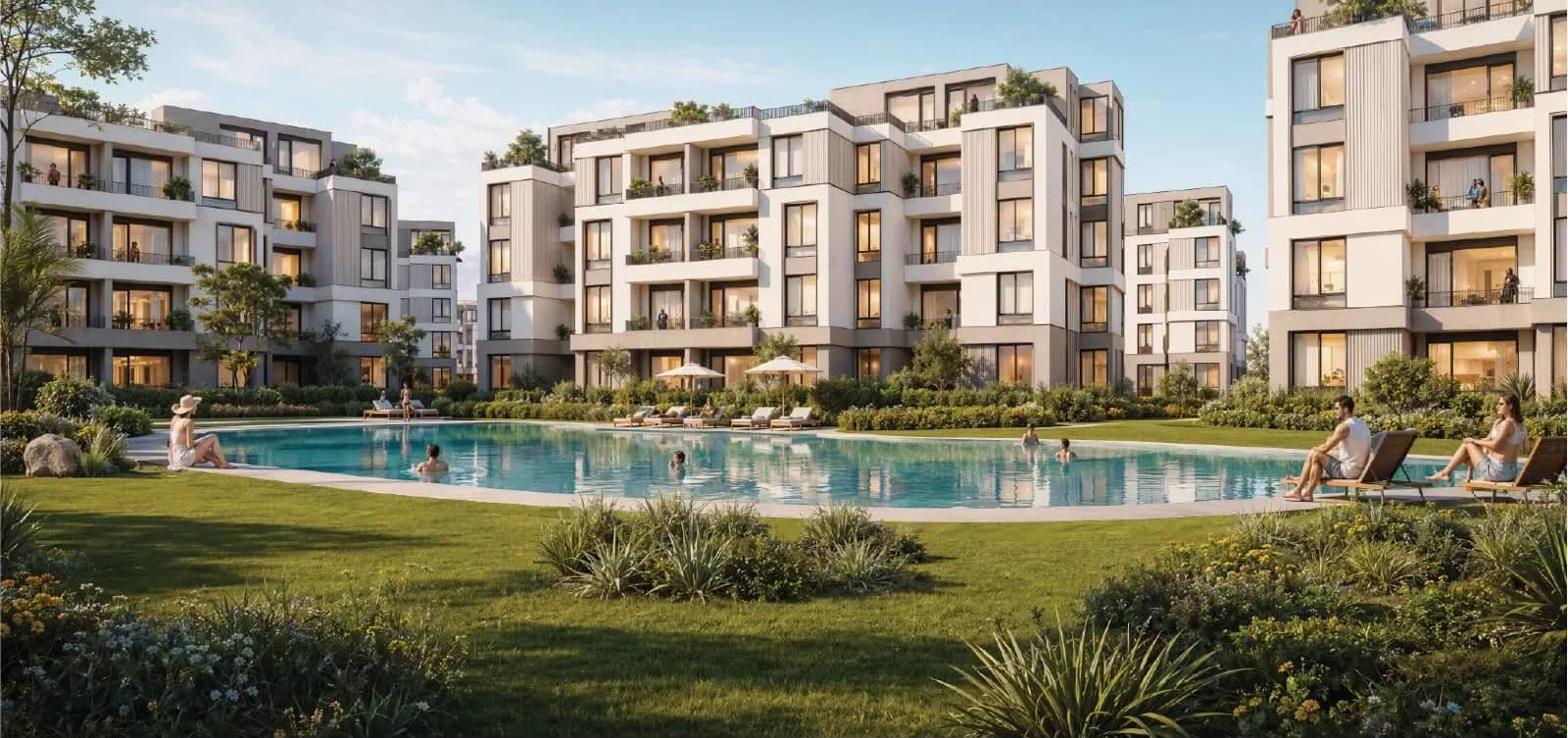 Lagoon pool between Gardinn buildings